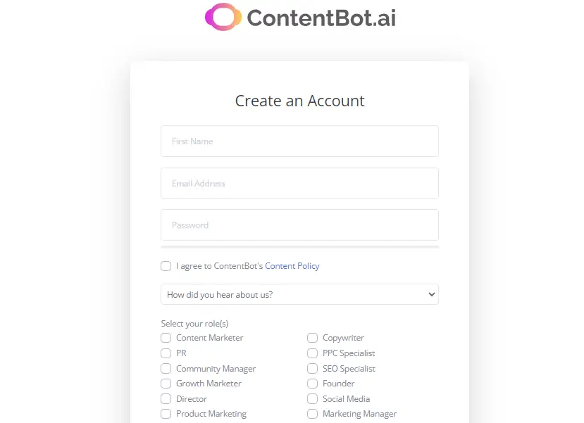 Contentbot AI Sign Up