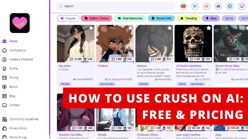 How To Use Crush On AI Free & Pricing