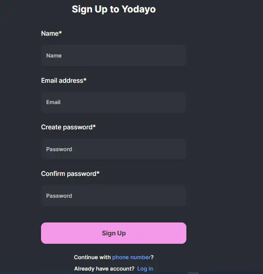 Yodayo AI Sign Up