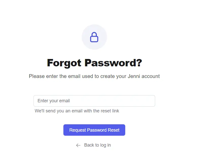 Jenni AI Forgot Password